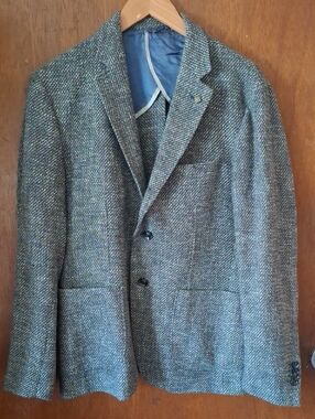 Roberto Verino Men's Textured Tweed Sport Coat Blue Gray NEW Sz L 42R